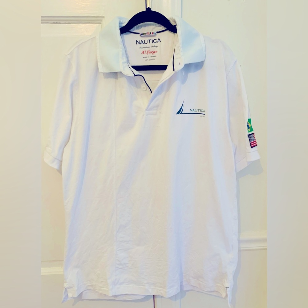 Nautica Mens Size XL Classic Fit Performance Deck Short Sleeve Polo Shirt White